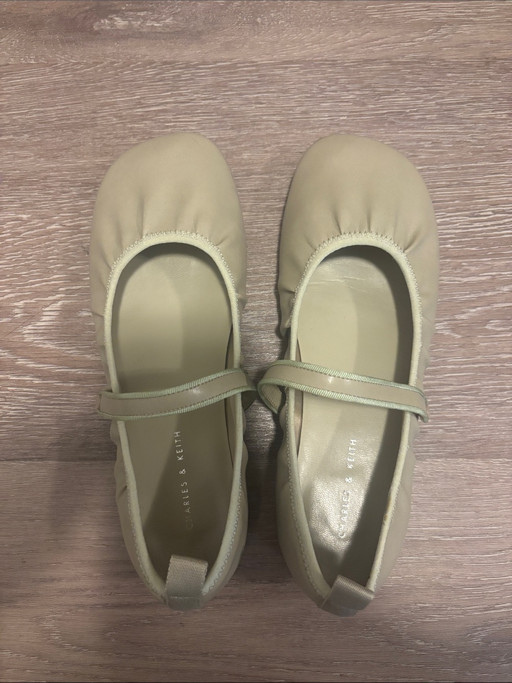 Charles & Keith Beige Mary Jane Ballet Flats